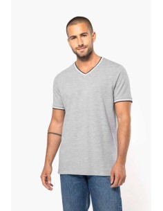 K-KA374-MEN'S PIQUÉ KNIT V-NECK T-SHIRT 2